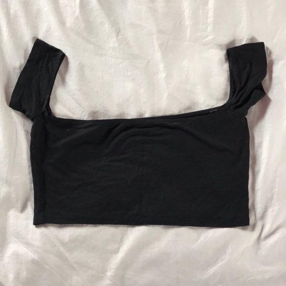 aerie Tops - Aerie Black Cropped Off the Shoulder Top